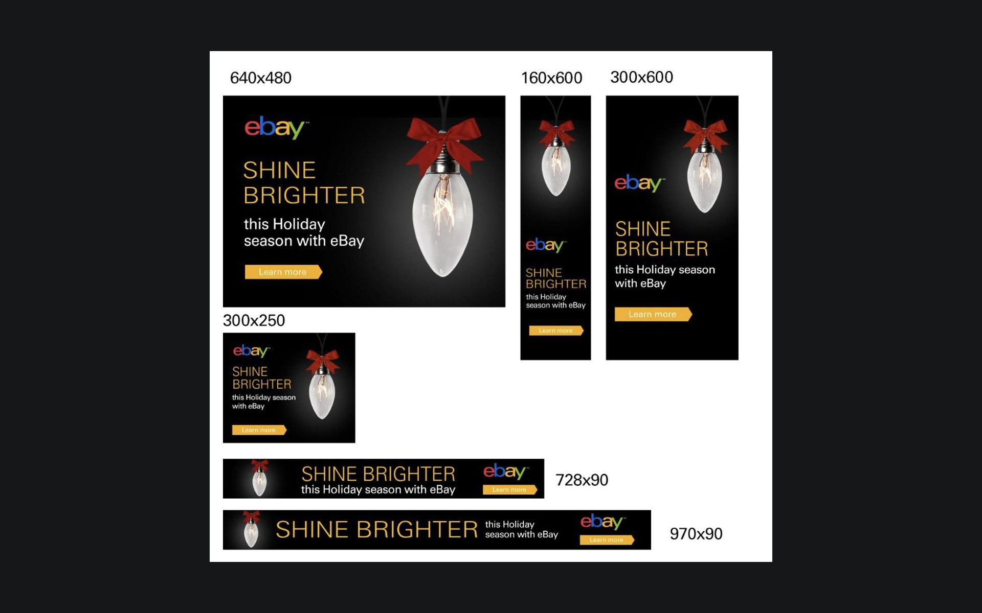 eBay advertising: holiday display campaigns across every ad size
