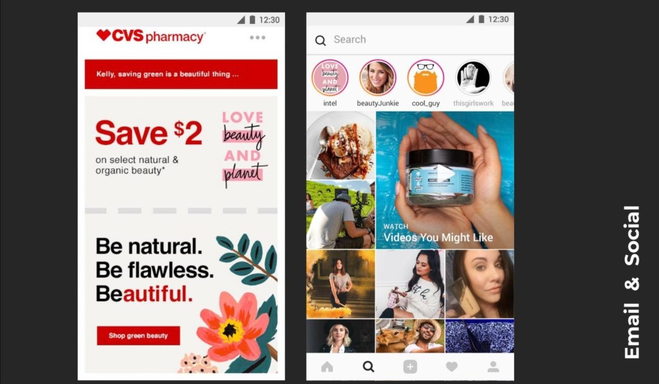 The same voice from email to Instagram